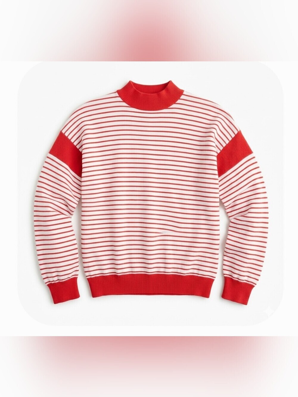 Vintage Nicole Curie Striped Mock Neck Sweatshirt Red White Pullover Top M